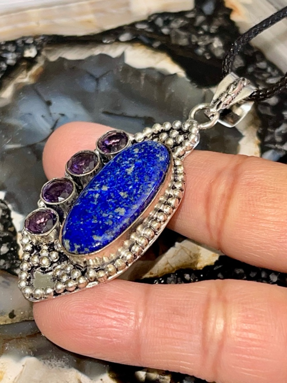 Lapiz Lazuli “The Protection Stone” Pendant 2 1/4” - Picture 9 of 14